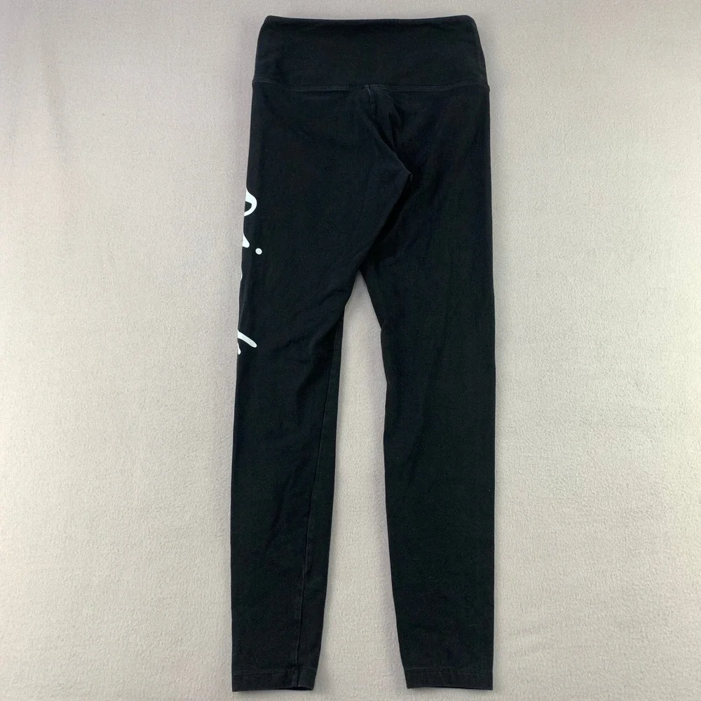 Pink Victoria's Secret Leggings Womens Medium Black Graphic Love Pink Activewear